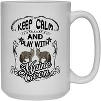Играйте с Maine Coon чаша, халба за кафе, чаша за бяло кафе Oz