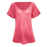 Gotyou Spring Tops Fashion Womens Summer V-Neck Solid Color с късо ръка