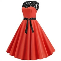 Женски рокли отпечатана лъжичка шия a-line дължина на глезена модна безлика лятна рокля червено m