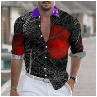 Penkiiy мъже с дълъг ръкав разчистен риза мъжки ежедневни модни печат на яка яка дълъг ръкав дишаща риза блуза върхове черни y2k риза мъже