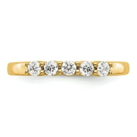 0,30ct. CZ солиден истински 14k жълто злато 5-каменна сватбена лента пръстен