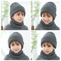 Задайте зимна шапка разтягане висока еластичност размито меко сгъстяване поддържайте топла ивица деца плетена шапка шал костюм за открито