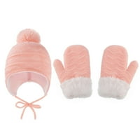 Бебешка коледна шапка меко топла плетена зима със комплект от ръкавици