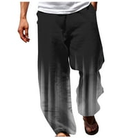 Мъжки директни панталони Големи и високи модни 3D градиентни печат Еластична талия Панталони Панталони удобни празнични плажни панталони с джобове светло синьо m