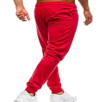 Glonme Mens Fleece Casual Pants Зимна еластична талия панталони с джобове със солиден цвят затворени дъна червено 3xl
