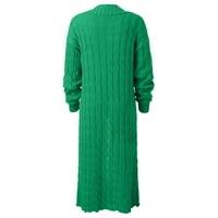 Плетани върхове за жени ежедневни дълги ръкав плетен отворен фронт мода Разхлабена елегантен топъл пуловер джобни дълги ръкави палто пуловери за жени Кардигански пуловери за жени Зелени s