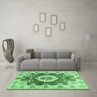 Ahgly Company Indoor Rectangle Abstract Emerald Green Modern Area Rugs, 6 '9'