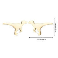 Обеци от шпилка Skpblutn за жени момичета динозавър неръждаема стомана Личност на малки животни Проста неръждаема стомана Хелоуин Динозавър Форма уши шпилки Подаръци