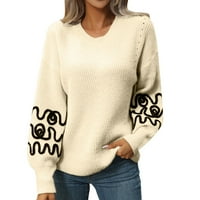 Пуловери за жени пуловер женски плетен пуловер солиден цветен модел пуловер жени бежов размер s