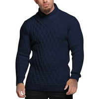 Entyinea Mens Големи и висок пуловер тънък прилепнал костенурка пуловер пуловер Небрежен основен плетен топлинни пуловера флот m
