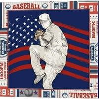 Страхотно изкуство сега американски бейзболен играч от Lightboxjournal Canvas Art Set на всеки 14W 14h