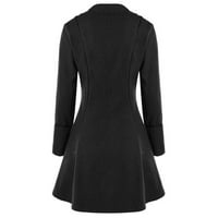 Caicj Puffer Jacket Женско женско яке цип Up Snap Buttons Леки полезни полезни анорак поле Safari палто, което е облекло Черно, L
