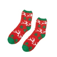 Супер сладък топъл плюшен мек принт Дамски коледни ушни чорапи чорапи Зимни чорапи