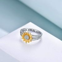 Sterling Silver You Are My Sunshine Sunflower Ring Ring с кубични циркониални ленти подаръци