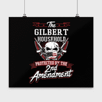 Фамилия Gilbert Poster - Домакинско, защитено от 2 -ра втора поправка - Персонализирани подаръци за любители на пистолета с фамилно фамилно фамилно име на Gilbert