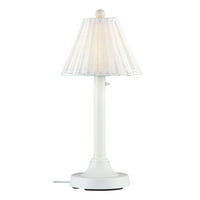 Shangri-La 30 лампа за маса с 2 бяла тръба и плътно тъкане, кръгла плетеница, бял нюанс