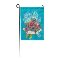 Красиво скициране на цветя кристали и пера бохо рисуване за тъкан градински флаг декоративен флаг банер банер