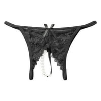 Caicj Womens Busily Underpants Panties Bikini Solid Womens Briefs Knickers Памучни гащи Валентин ден подарък за жени, черни