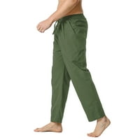 Мъжки ежедневни памучни панталони панталони твърди цветни леки тежести еластични панталони за талии разхлабени йога домашни панталони