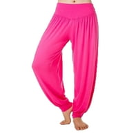 Женски висок талия панталони с харем пижами ежедневни разхлабени плътни цветове за контрол на тония йога джогинг фитнес за бягане на панталони цъфтежи