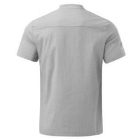 Мъжки ризи ежедневни стилни свободни годни пролетта лято солиден топ памучен бельо st яка върхове плюс размер ваканция с късо ръкав риза Графика Y2K