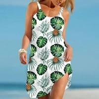 Жени лято плажен плажен райета печат сладък рокля люлка покрива слънчева ръка без ръкави за небрежен бохо