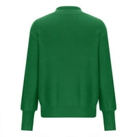 Дамски пуловери Просверие капка пуловер за рамо на ежедневен твърд плътен дълъг ръкав дебел плетен с v-образен пуловер Палтин за плетене зелено 2xl