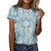 Fjofpr дамски дрехи върхове дамски летни отпечатани тениски ежедневни къси ръкави кръгла шия свободен приготен пуловер Основна блуза