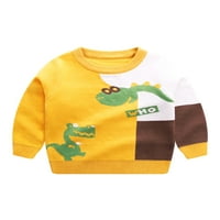 Grianlook малко дете сладък топъл плетен пуловери екипаж на врата анимационен филм Print Pullover Home плетен пуловер Жълто a
