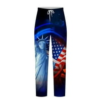 Мъжки 3D печат Независимост Ден флаг спортни панталони Графичен принт Небрежен външни панталони Сини размер 3XL