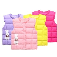Godderr Toddler Kids Girls Rabbit Print Solid Color Vest Coats Jace