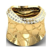 Естествен диамантен пръстен, модерен жълт дебел златен пръстен, твърд розов злато предложение пръстен, дизайнерски подарък за жени