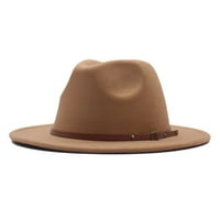 Кофа слънчеви шапки дамски класически широки флопи панама шапка колан за колан вълна федора шапка